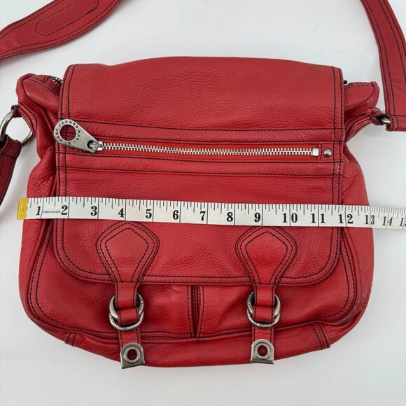 Marc by Marc Jacobs Red Pebbled Leather Crossbody Shoulder Bag Satchel Purse - Picture 5 of 7